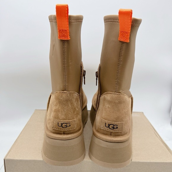 UGG WOMEN'S CLASSIC DIPPER Platform SUEDE SHEARLING LINED BOOTS CHESTNUT US 10 - Picture 10 of 16